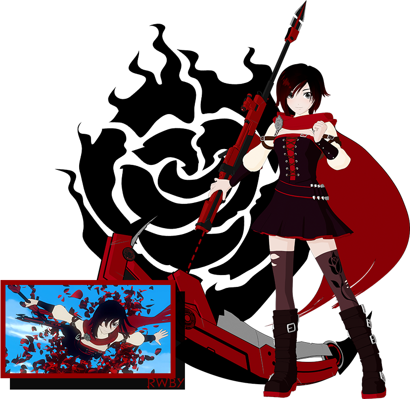 However, Following The Fall Of Beacon, Ruby Travels - Blazblue Cross Tag Battle Ruby Png (1109x807), Png Download