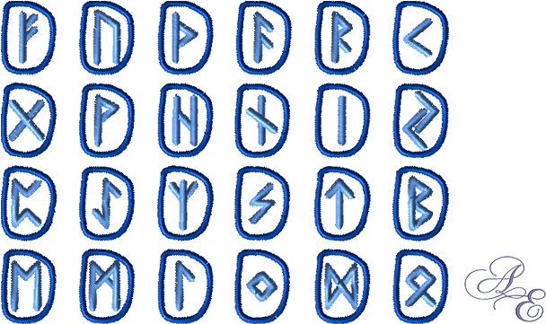 Elder Futhark Runes - Oval (722x361), Png Download