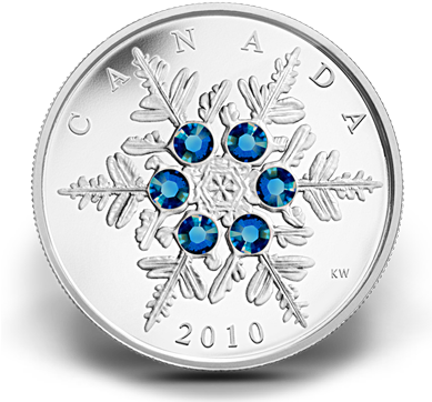 Canada 2010 Silver Snowflake Blue (388x371), Png Download