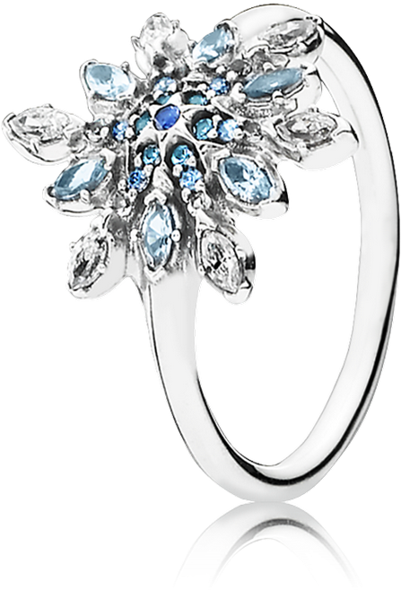 Crystalized Snowflake, Blue Crystals & Clear Cz - Snowflake Ring Pandora (999x999), Png Download