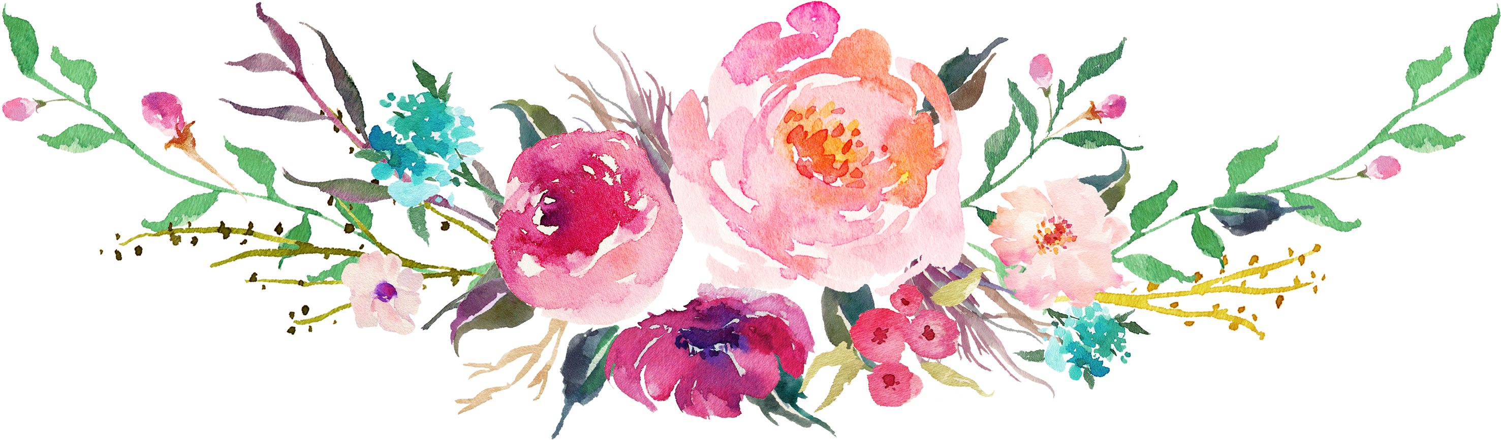 Are You Wanting Esther, Front Porch's Tiny Fashion - Watercolor Bouquet Transparent Png (3189x934), Png Download