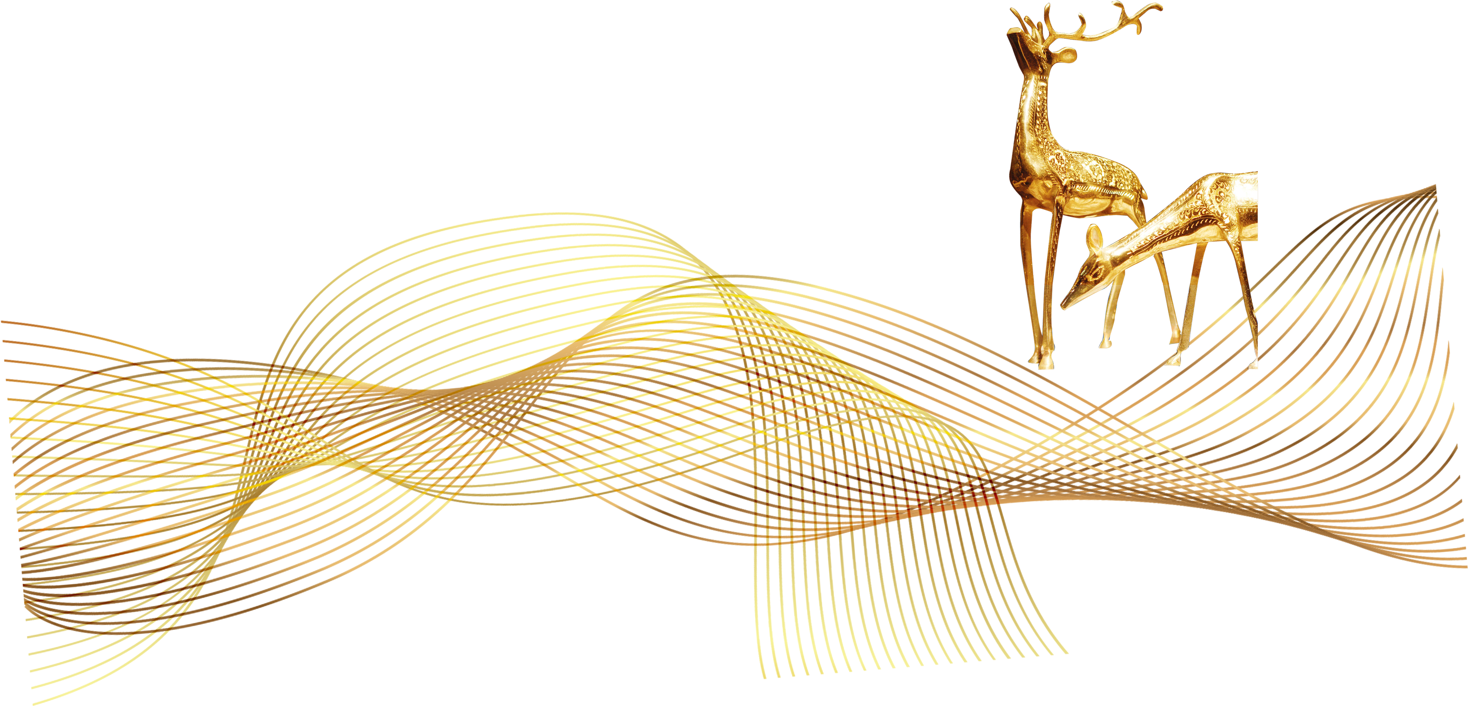 Golden Line Elk Decoration Png - Père David's Deer (3000x2528), Png Download