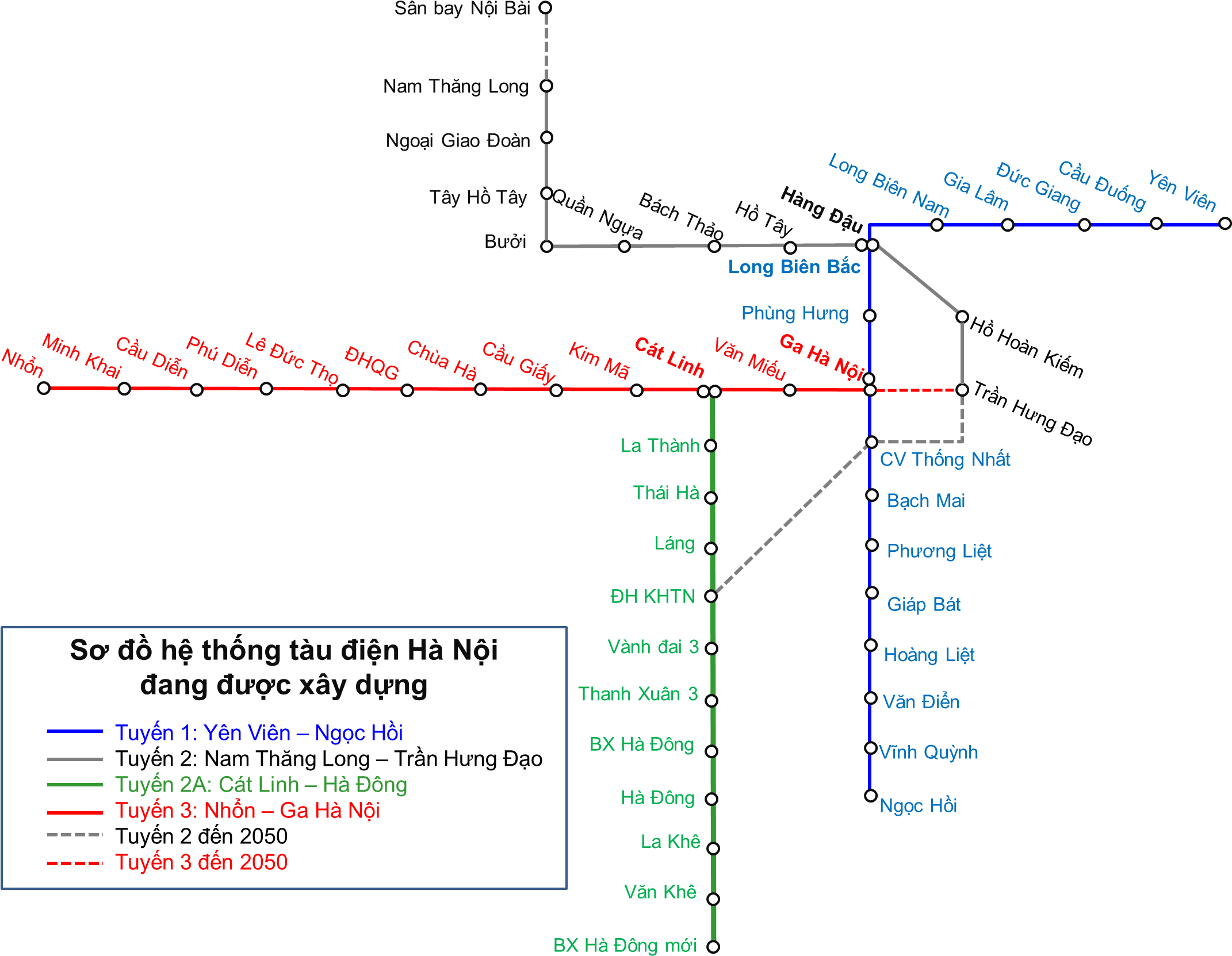 Map 4 Lines Metro Hanoi - Diagram (2274x1702), Png Download