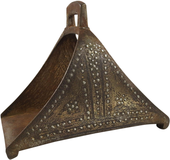 Antique Turkish Ottoman Silver Brass Inlay Iron Stirrup - Antique (600x565), Png Download