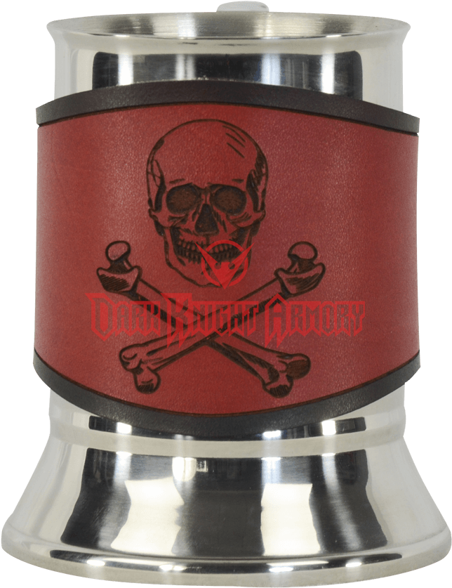 Skull & Crossbones Tankard With Leather Wrap - Skull (850x850), Png Download