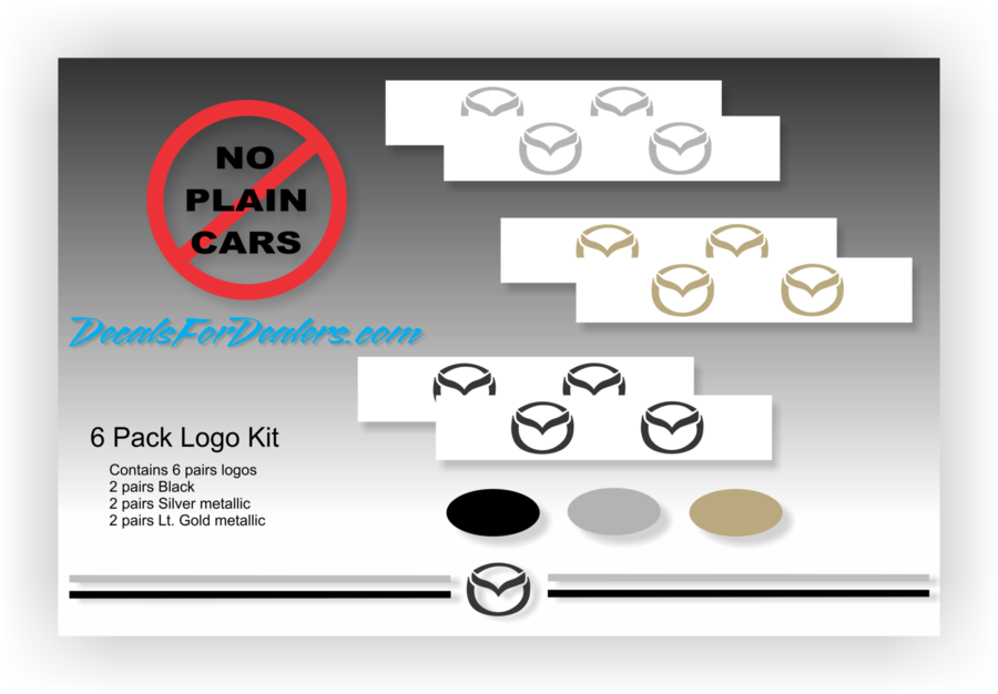 Mazda 6-pack Vinyl Logo Emblem Decal Kit - Car (900x626), Png Download