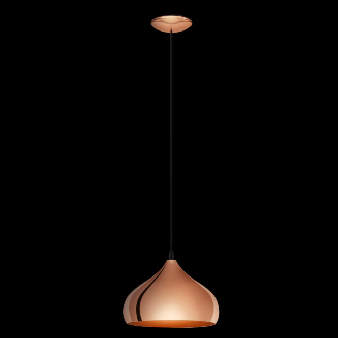 49449 Hapton 1 Light Ceiling Pendant Copper - Eglo Hapton Copper Kitchen Ceiling Light Pendant (665x665), Png Download