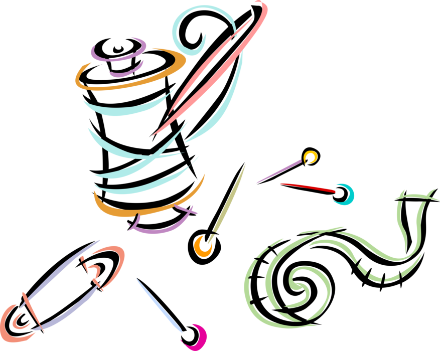 Vector Illustration Of Sewing Needle Thread And Spool - Sewing Needle (877x700), Png Download