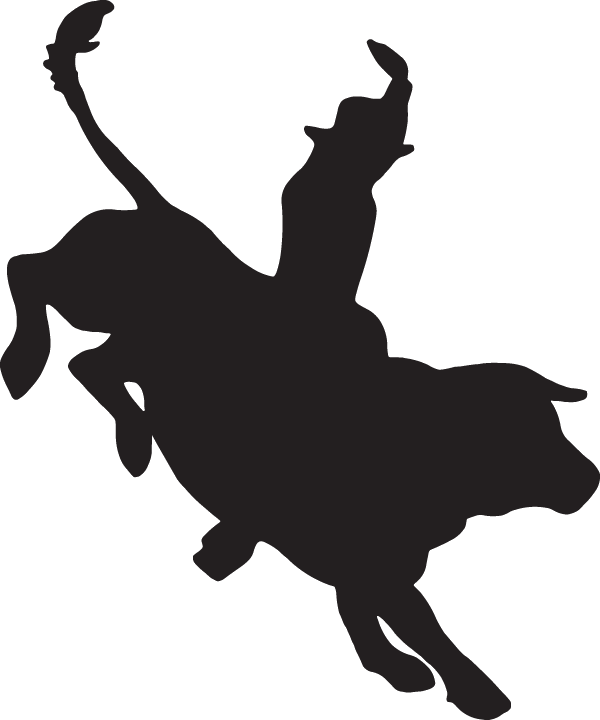Clip Transparent Bucking Bull At Getdrawings Com Free - Black And White Bull Riding Clip Art (600x720), Png Download