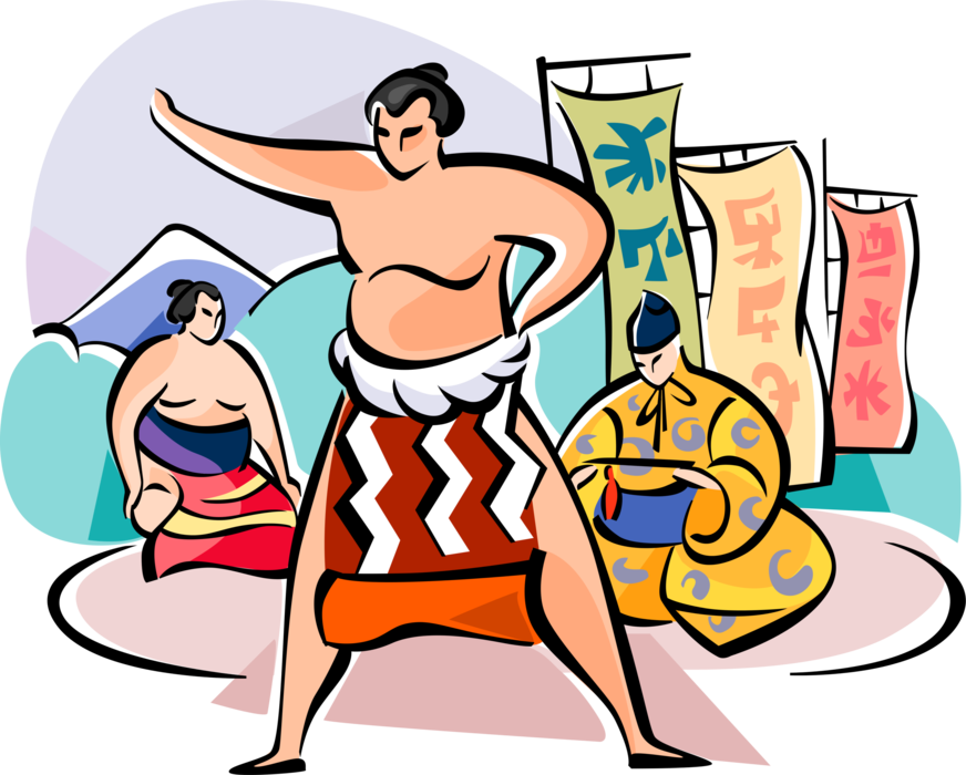 Japanese Sumo Wrestler - Vector Graphics (872x700), Png Download