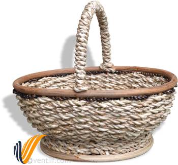 Water Hyacinth Lily Round Fruit Basket With Lining - Basket (500x331), Png Download