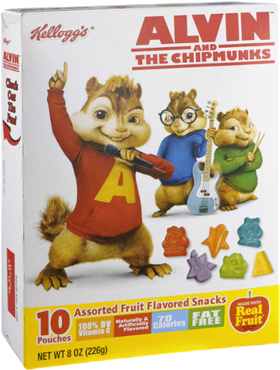 Kellogg's Alvin And The Chipmunks Assorted Fruit Flavored - Alvin And The Chipmunks Fruit Snacks (600x600), Png Download