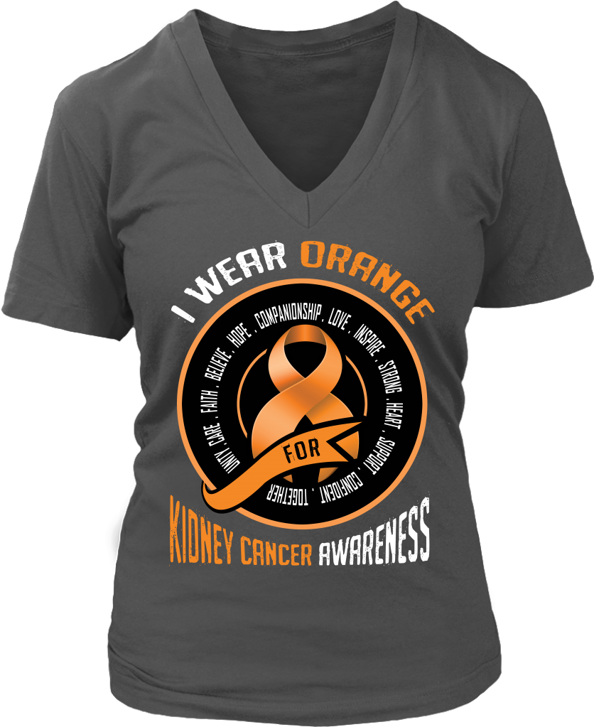 I Wear Orange Ribbon For Kidney Cancer Awareness V - T-shirt (1024x1024), Png Download