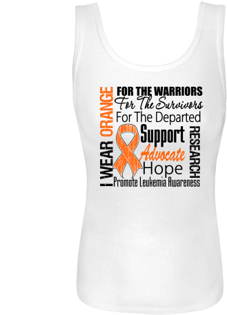 Leukemia I Wear Orange Ribbon Tribute White Women's - Awareness Ribbon (480x480), Png Download
