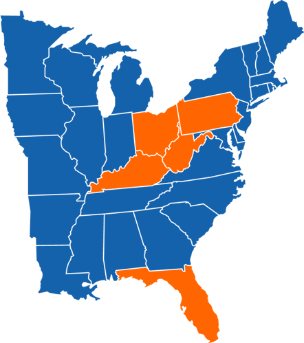 Blue Sky Therapy Service Area - Usa Christian Map (442x499), Png Download