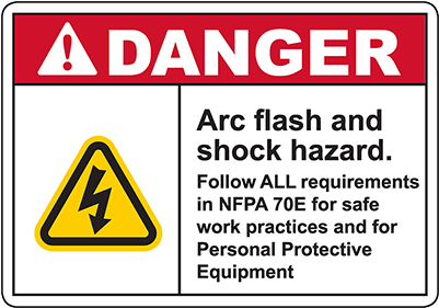 Danger Arc Flash And Shock Hazard Sign - Control Of Asbestos Regulations (400x400), Png Download