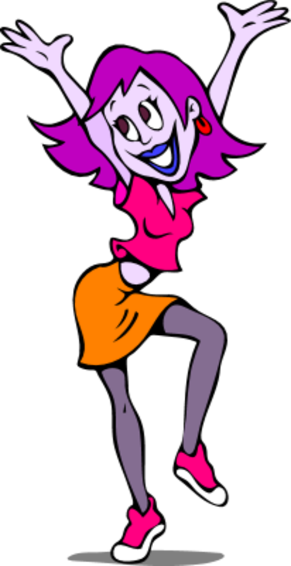 Woman Happy Dance - Red Head Clip Art (600x1165), Png Download