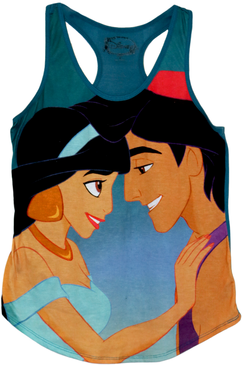 A Blue Tanktop With Aladdin And Jasmine After They - Aladdin And Jasmine Disney (1150x1300), Png Download