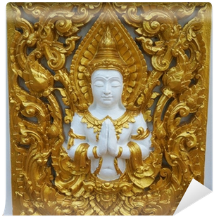 Angle Carved Gold Paint On Wall Temple Wall Mural • - Relief (400x400), Png Download