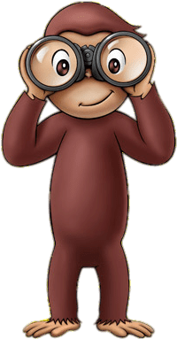 Curious George Holding Binoculars - Curious George (320x434), Png Download