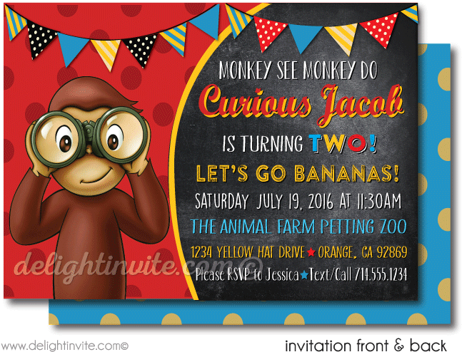 Curious George Printable Birthday Invitation - Curious George The Monkey Birthday Edible (656x530), Png Download