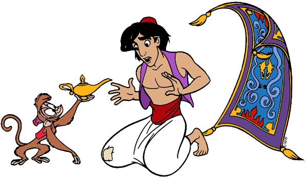 Abu Aladdin, Abu, Carpet, - Disney Aladdin Genie Clip Art (597x348), Png Download