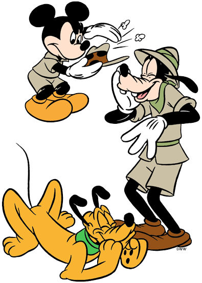 Safari Clipart Goofy - Goofy Mickey And Pluto Colouring Pages (395x553), Png Download
