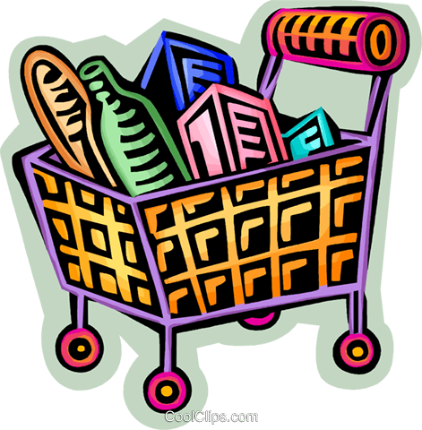 Shopping Cart Filled With Food - Cartoon Shopping Food (471x480), Png Download
