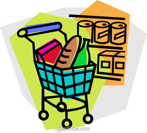 Grocery Cart Royalty Free Vector Clip Art Illustration - Supermarket (480x437), Png Download
