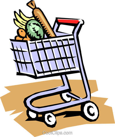 Grocery Cart Royalty Free Vector Clip Art Illustration - Imagem De Mercado Em Desenho (402x480), Png Download