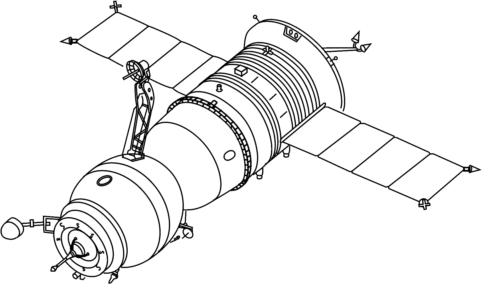 Soyuz-t Drawing - Satellite Clip Art (1727x1046), Png Download