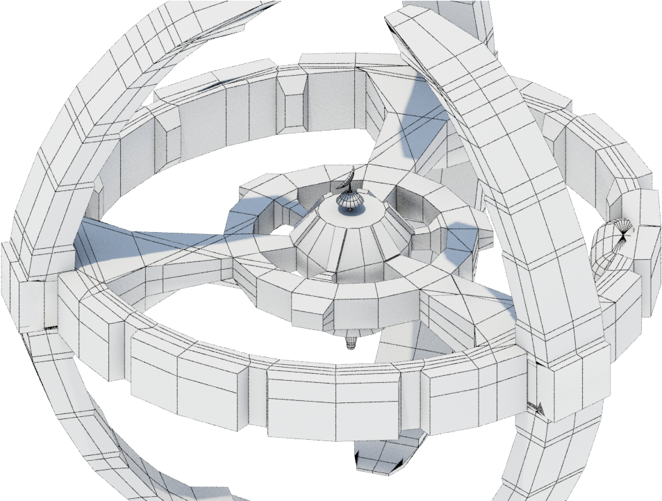 Spacestation Clay Wireframe Render (1280x720), Png Download