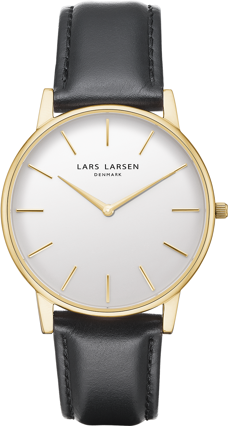 Black Leather Gold Watch (1417x1417), Png Download