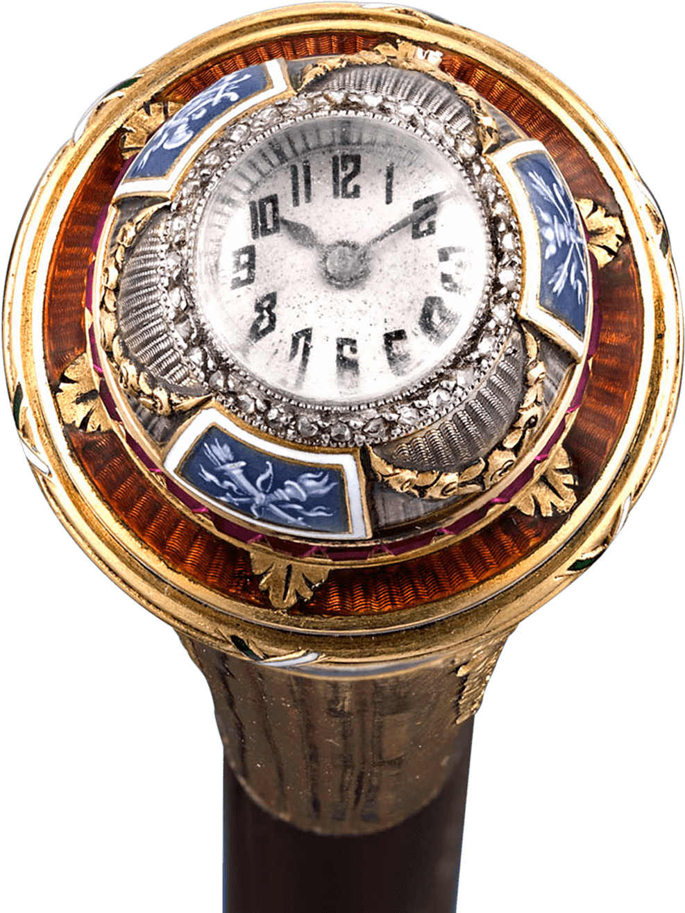 French Jeweled Gold Watch Cane - Cane Watch (1750x1400), Png Download