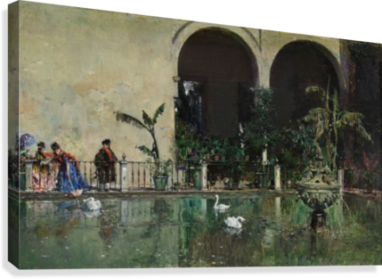 Three Swans On A Public Fountain Canvas Print - Raimundo De Madrazo (429x313), Png Download