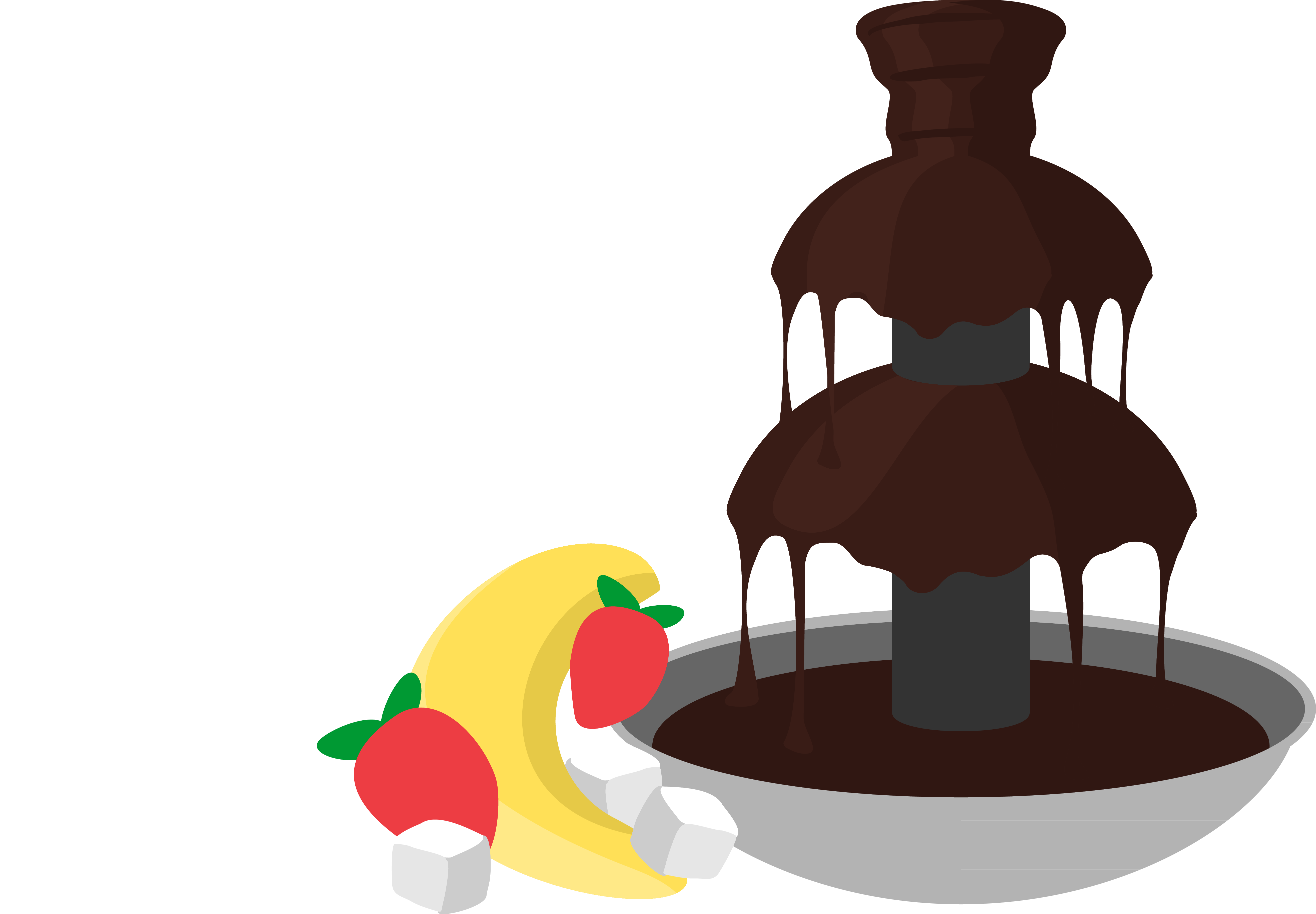 Fondue Chocolate Fountain Dipping Sauce - Chocolate Fountain Clipart (5263x3657), Png Download