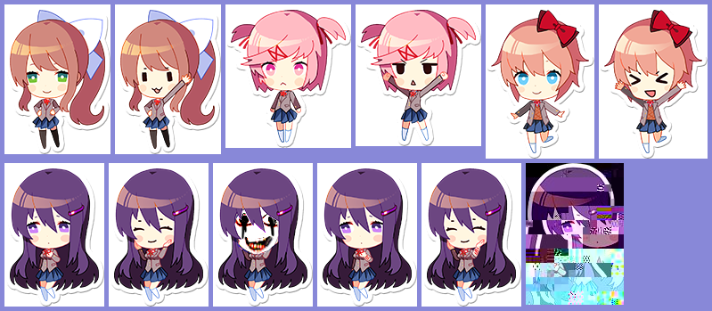 Stickers - Doki Doki Literature Club Chibi (799x349), Png Download