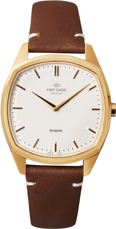 Octagon / Gold / White - Fossil Fs5274 Commuter Leather Watch In Blue - Blue (800x800), Png Download