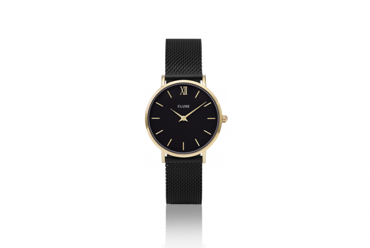 Cluse Minuit Black And Gold Mesh 33mm - Cl30026 Cluse Ladies Minuit Mesh Watch (725x487), Png Download