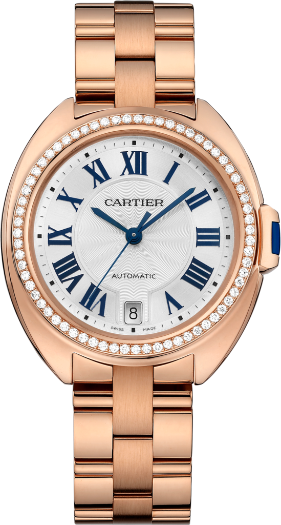 Clé De Cartier Watch35 Mm, 18k Pink Gold, Diamonds - Rose Gold Cartier Watch (549x1024), Png Download