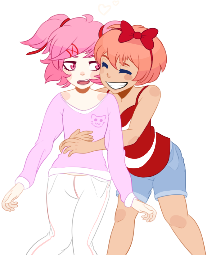 Doki Literature Club ♡ By Avfinn - Natsuki X Sayori (768x900), Png Download