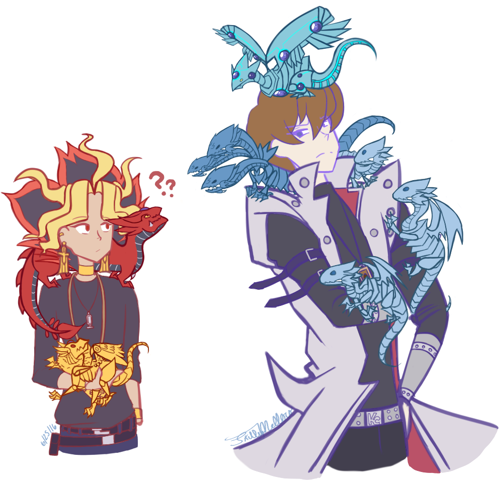 Yami Yugi/atem, Seto Kaiba, Chibi Dragons - Yu-gi-oh! (1164x986), Png Download