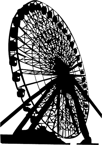 Ferris Wheel Silhouette Png Clip Free - Silhouette Ferris Wheel Png (406x574), Png Download