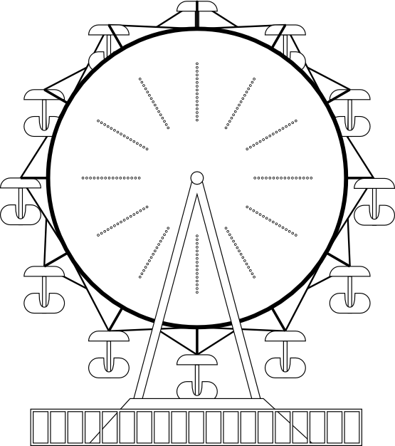 Ferris - White Ferris Wheel Png (555x626), Png Download