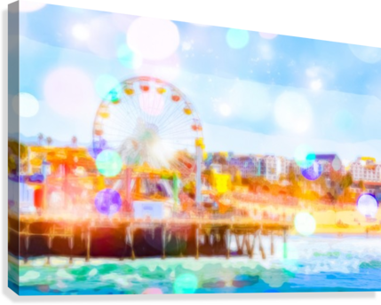 Santa Monica Pier, California, Usa With Colorful Bokeh - Santa Monica (429x344), Png Download