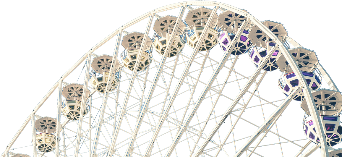 Ferris Wheel No Background (1280x537), Png Download