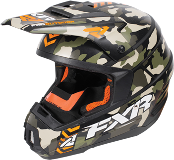 Fxr Racing Army Urban Camo/orange Torque Squadron Helmet (350x350), Png Download