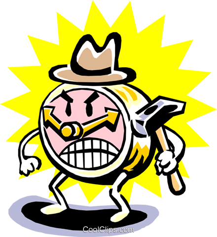 Cartoon Clock Royalty Free Vector Clip Art Illustration - Cartoon (440x480), Png Download