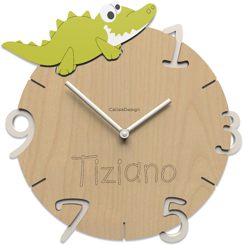 Holz Wanduhren Kinder - Orologio Da Parete Calleadesign Coccodrillo, Noce Chiaro (1024x1035), Png Download