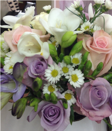 Lavender And Peach Roses With Freesia Bouquet - Newtown Floral Company (480x480), Png Download